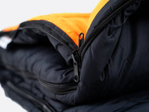 TentBox Sleeping Bag - close up of high quality YKK zips