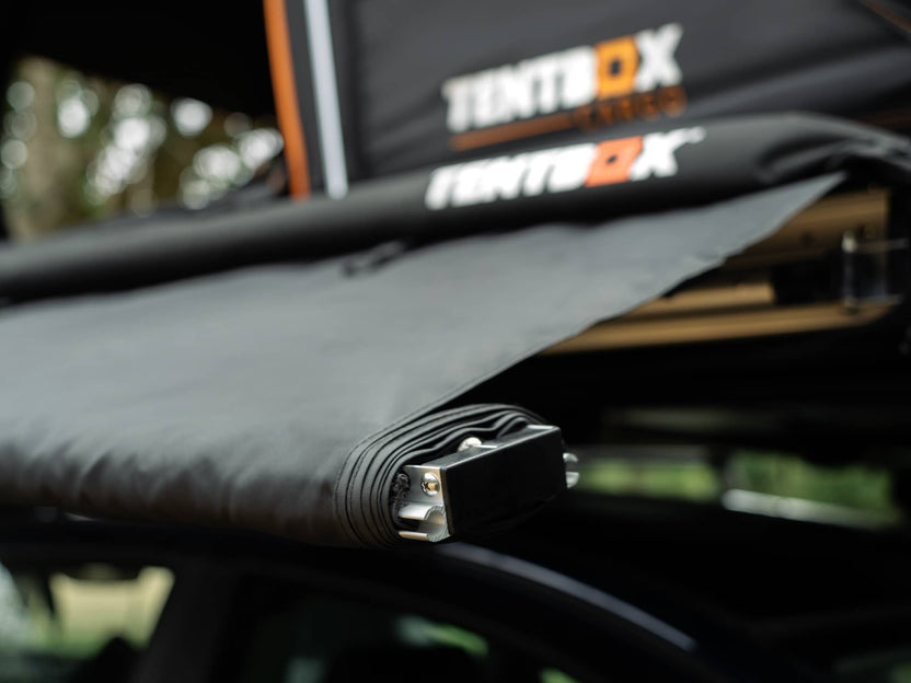 ASASCB - TentBox Cargo Side Awning rolling out the awning