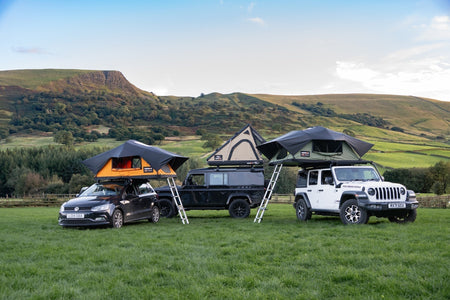 Best roof tents for families: TentBox Lite, Cargo and Lite XL set up at a campsite