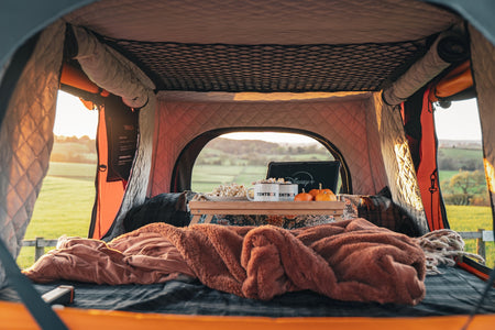 Cosy TentBox setup featuring Thermal Kits, blankets and hot chocolates