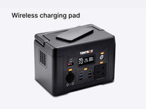 The TentBox PowerStation L has a wireless charging pad on the top for charging mobile devices