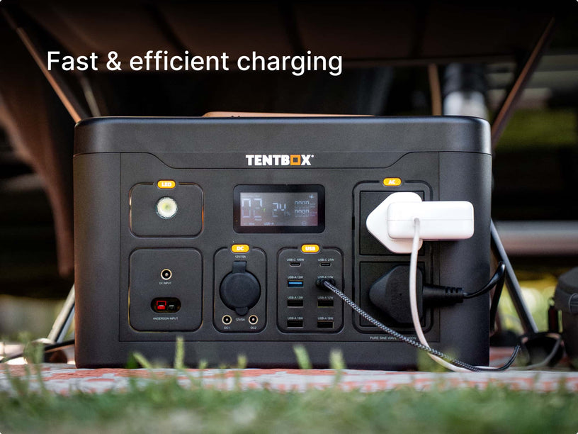 The TentBox PowerStation XL offers fast & efficient charging
