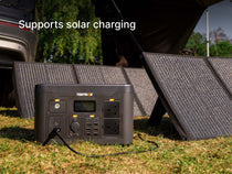 The TentBox PowerStation XL supports solar charging with up to two solar panels.