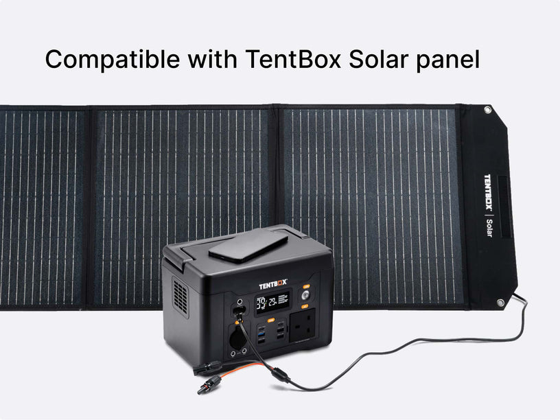 The TenBox PowerStation L is compatible with the TentBox Solar Panel