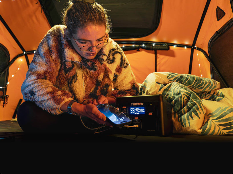 The TenBox PowerStation M is ideal for charging your phone when out in your TentBox
