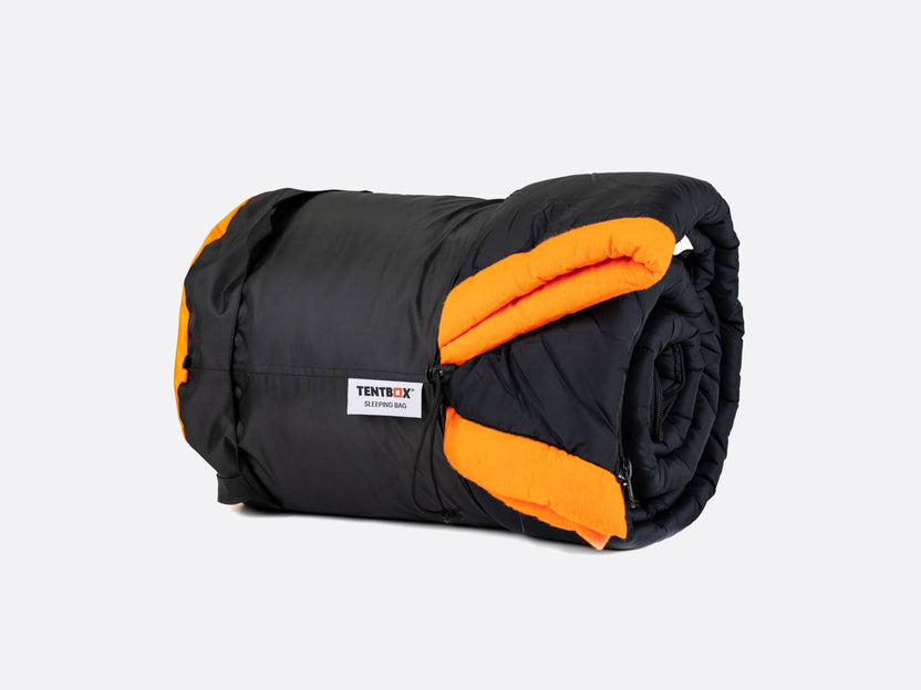TentBox Sleeping Bag - in carrying bag, compressed to small size