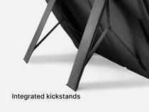 Black integrated kickstands on the back of the solar panel.