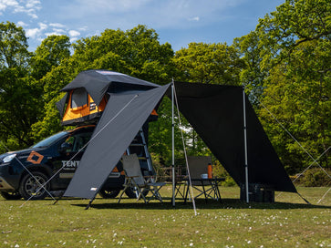 The Lite 2.0 Tunnel Awning installed at the campsite
