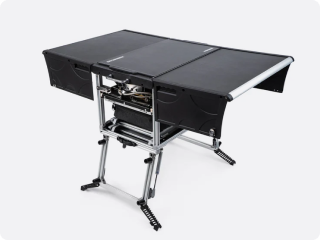 A complete kitchen built into a compact box