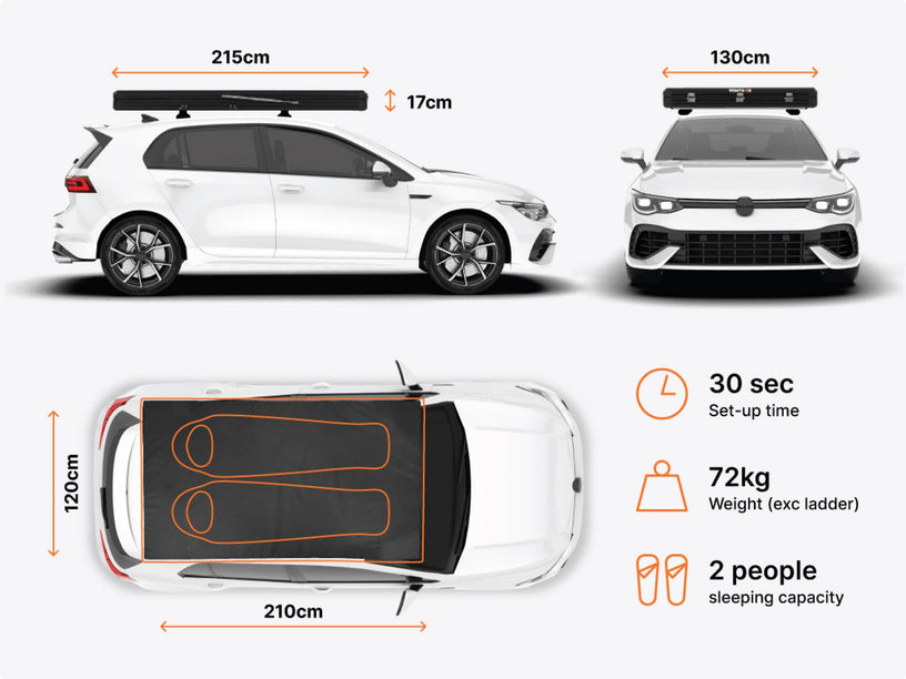 The TentBox Cargo 2.0 roof tent dimensions and technical specifications
