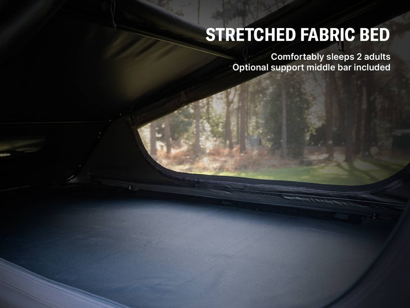 Internal view of the TentBox GO stretched fabric bed