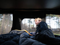 Internal view of the TentBox GO with man inside