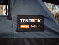 Close up view of TentBox Lite XL product label