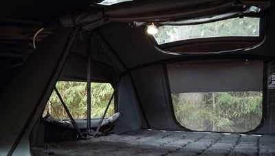 Internal view of double skylights in TentBox Lite XL roof tent